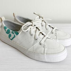Sperry White & Turquoise Canvas Bionic Sneakers - Women's Size 8